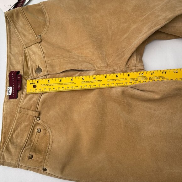NWT Vintage Margaret Godfrey Camel Genuine Suede Leather Flared Pants Women's 6 - Picture 12 of 15